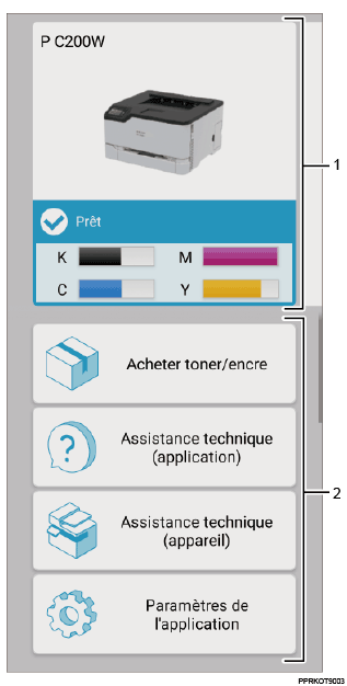 Illustration de l'écran d'application