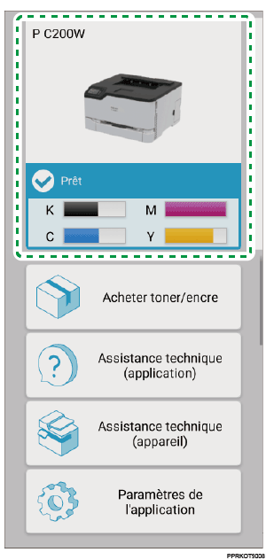 Illustration de l'écran d'application