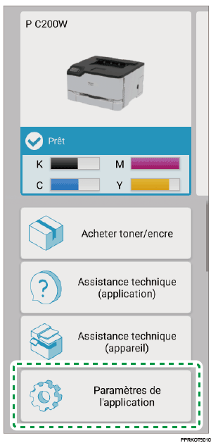 Illustration de l'écran d'application