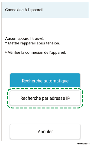 Illustration de l'écran d'application