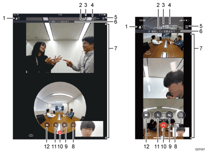 アプリケーション画面のイラスト 説明番号つき